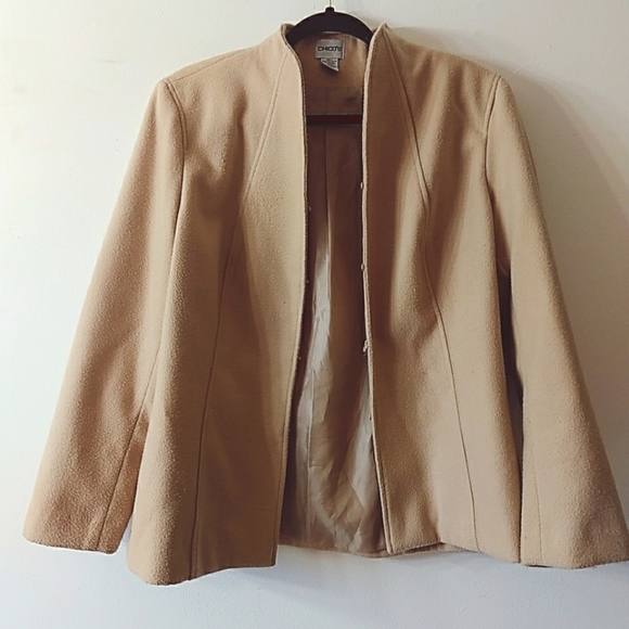 4 for $20! Bundle 4 items w/ this title and offer $20! Chico's Lined Tan Jacket - Picture 2 of 5